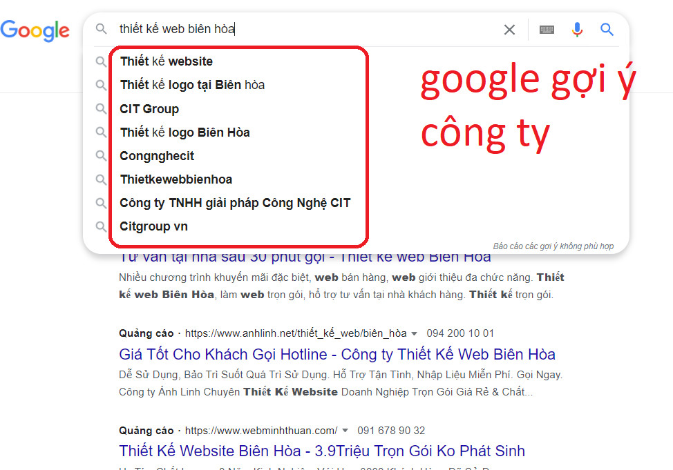google gợi ý tên thương hiệu