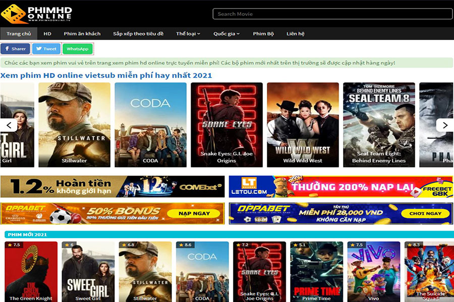 Trang web xem phim HD online