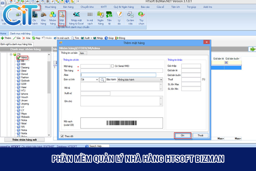 Phần mềm quản lý nhà hàng Htsoft Bizman