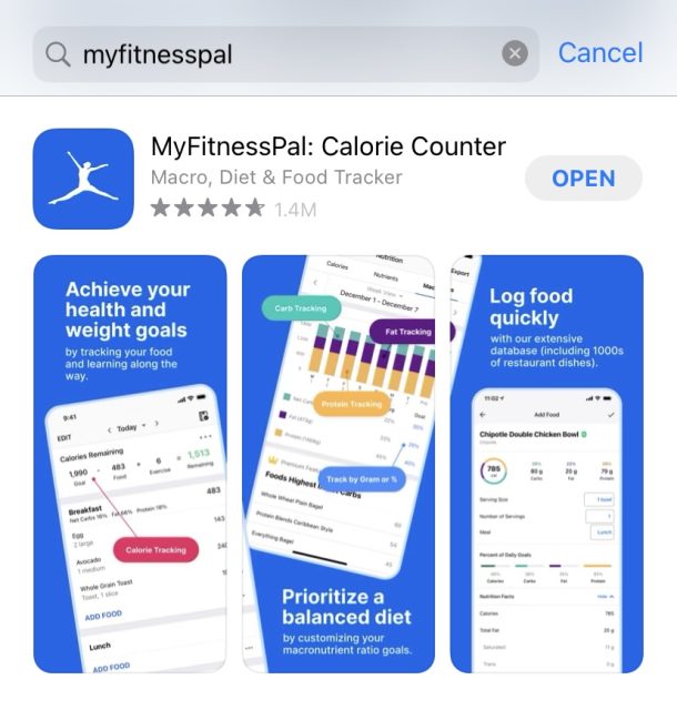 Phần mềm theo dõi sức khỏe MyFitnessPal