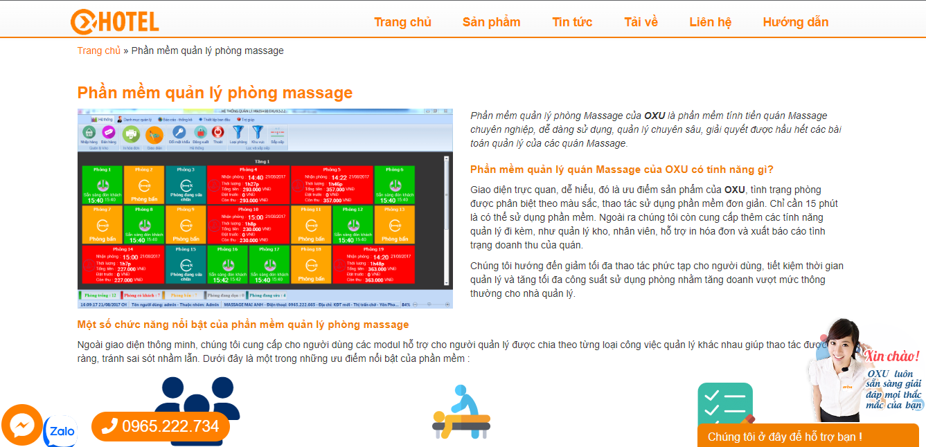 Phần mềm quản lý massage Oxu