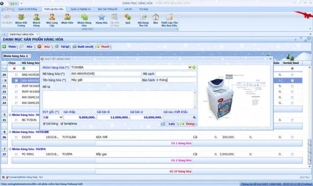 Phần mềm quản lý cửa hàng điện máy Mekong Soft