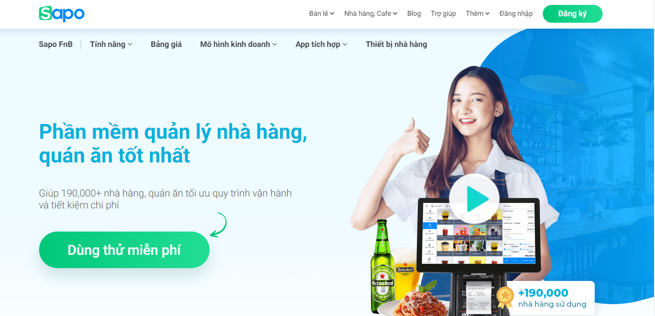 Phần mềm quản lý quán nhậu Sapo FnB