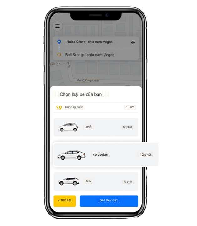 Giao diện thiết kế app taxi