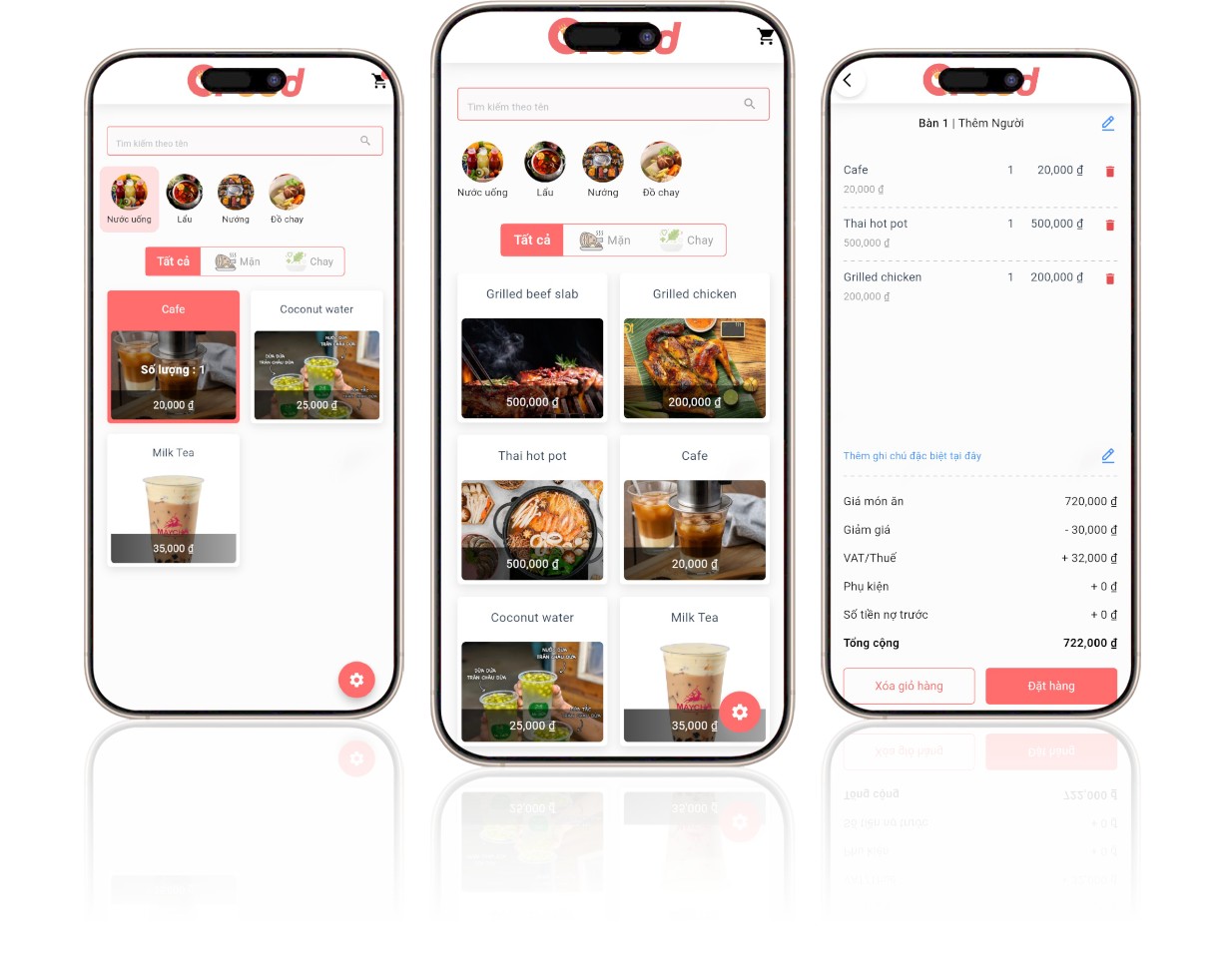 Thiết kế app nhà hàng theo yêu cầu - app cho nhân viên order tại nhà hàng