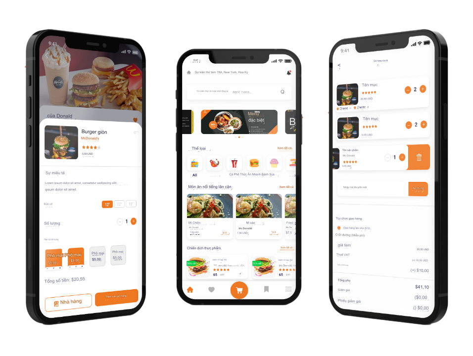 Mobile app khách hàng thiết kế app nhà hàng
