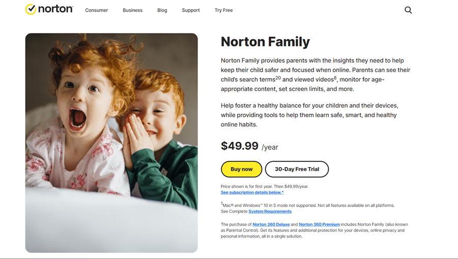 Phần mềm quản lý trẻ em Norton Family