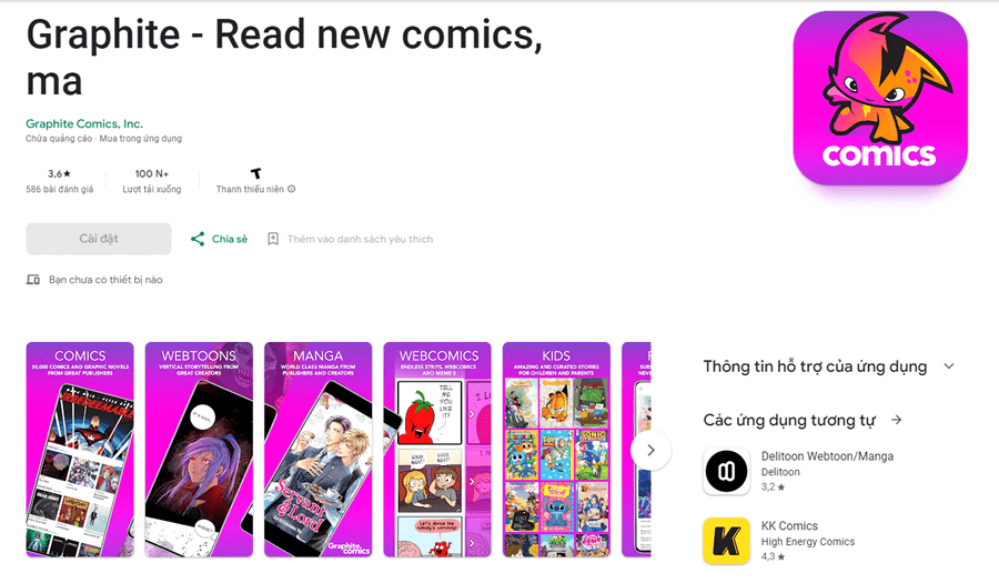 Web đọc truyện tranh tiếng Anh Graphite Comics
