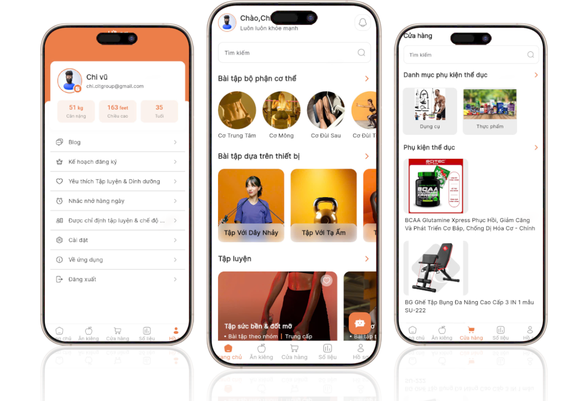 thiết kế app fitness tập gym CIT Software